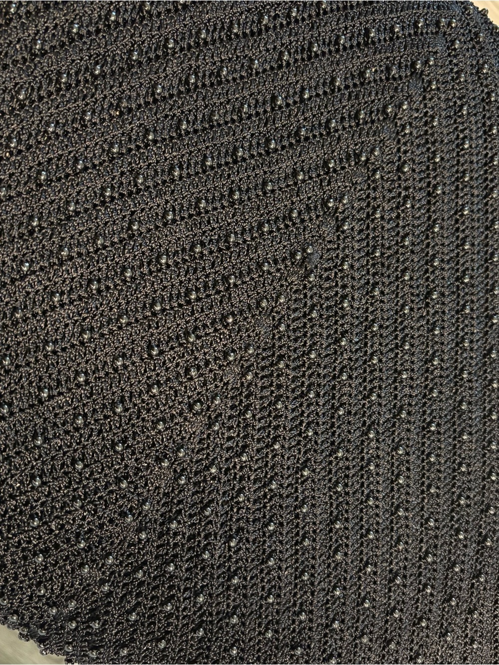 Black Seed Beaded Sleeveless Crochet Sheer Intricate Tank Top - Picture 2 of 5